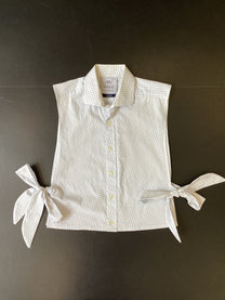 RE/Papa's shirt / Chemise crop nœuds - n°41 blanc motifs bleus