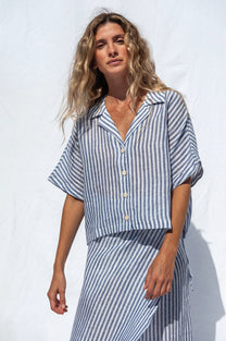 Jungle Folk / Blouse en lin Elise, rayé