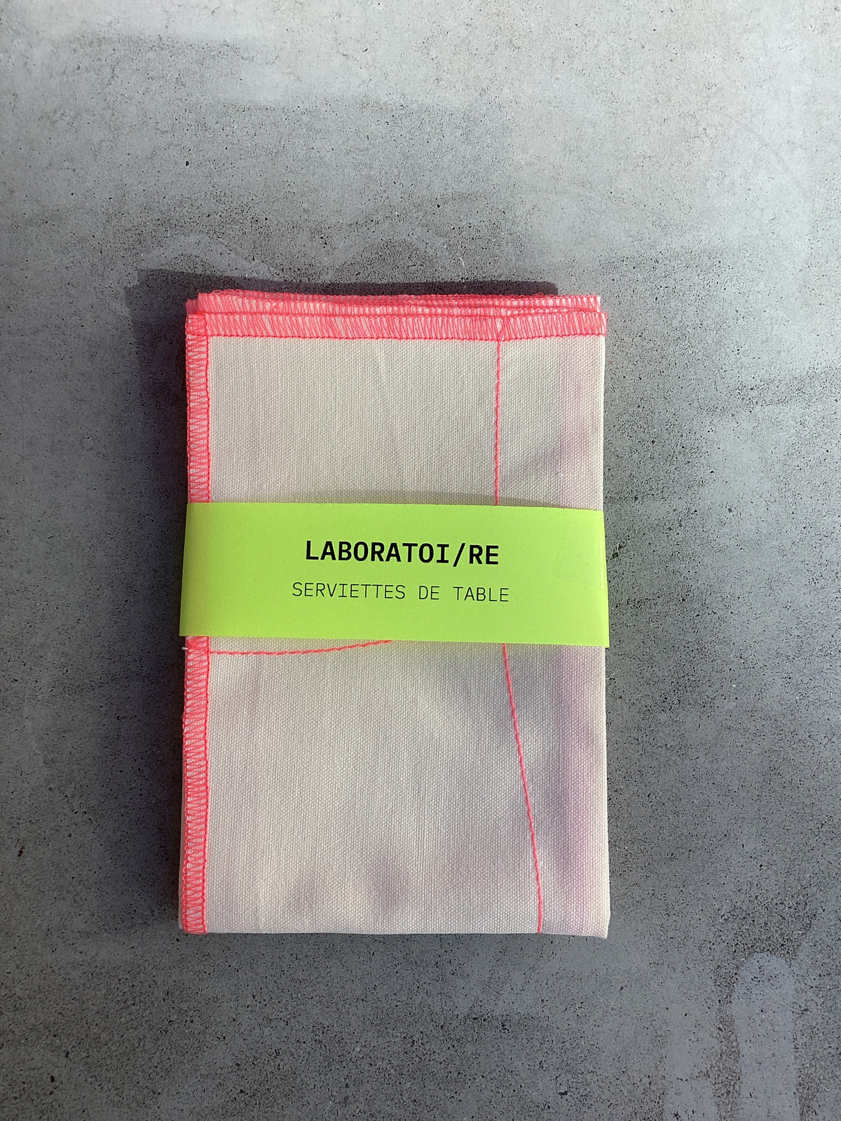 LABORATOI/RE / 2 Serviettes de Table, Jaune+rose fluo