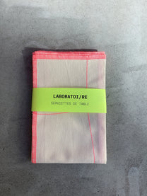 LABORATOI/RE / 2 Serviettes de Table, Jaune+rose fluo