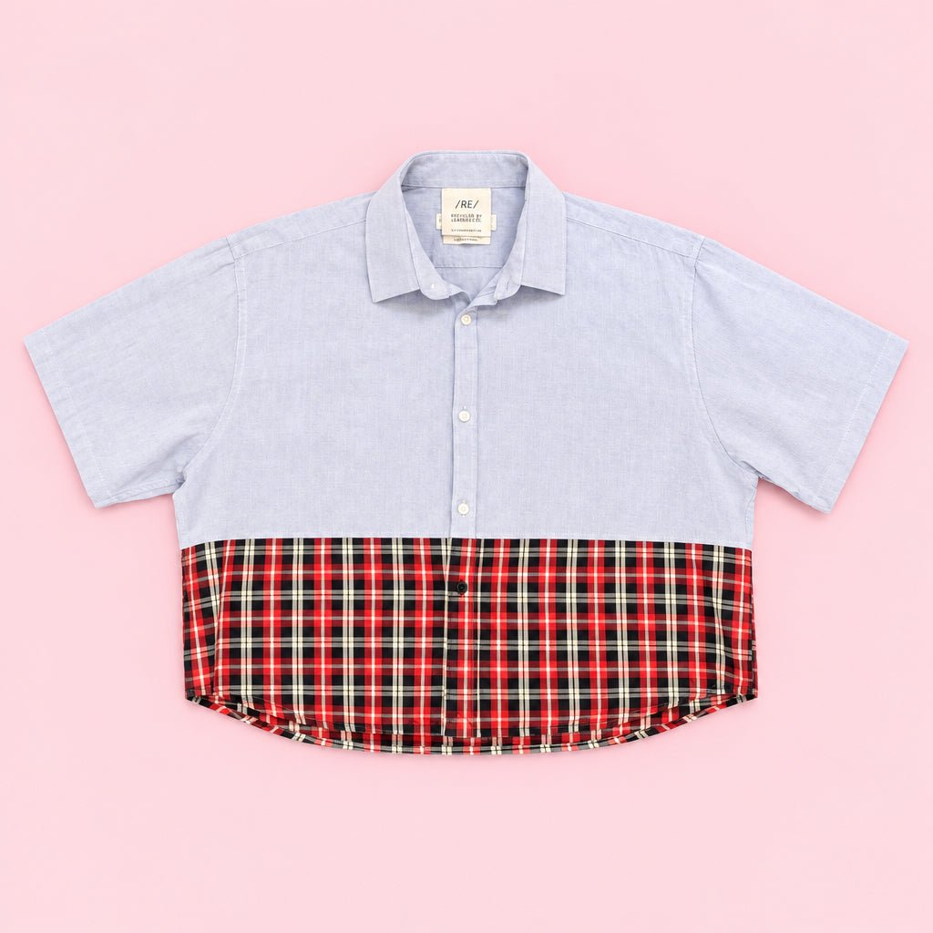 RE/Papa's shirt / Chemise manches courtes, n°57 jeans/carreaux