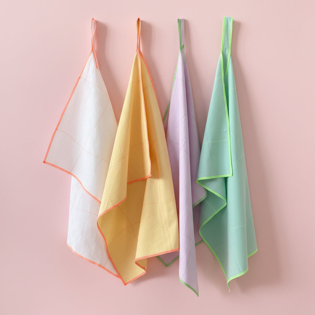 LABORATOI/RE / Linge de cuisine - Rose pastel + vert fluo