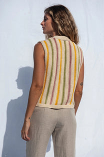 Jungle Folk /  Gilet Cora, rayé