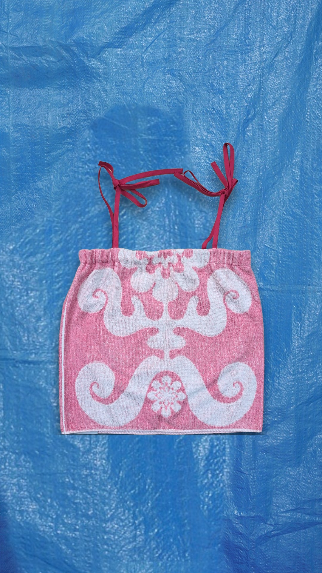 RE/Terry / Top tissu éponge à bretelles - rose à motifs abstrait N°9