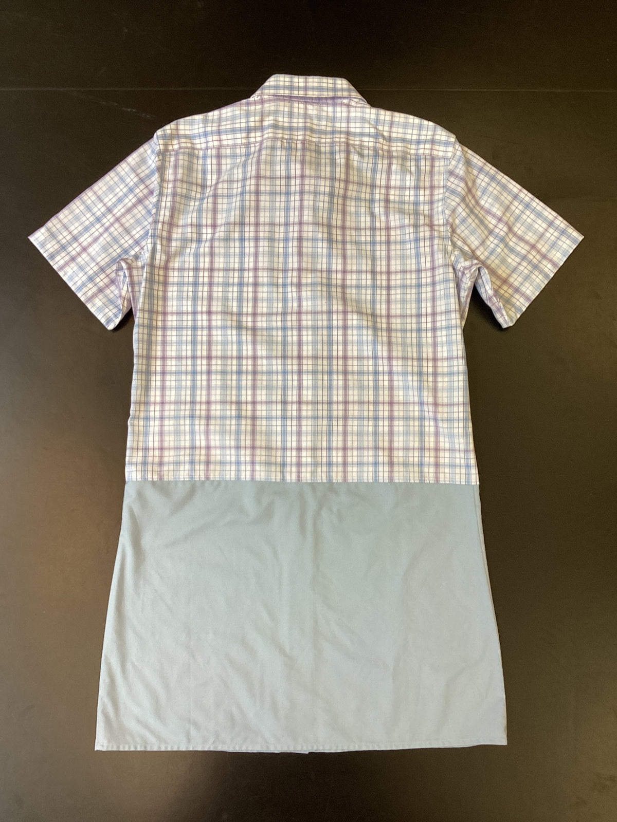 RE/Papa's shirt / Robe n°14, blanc carreaux / bleu-gris