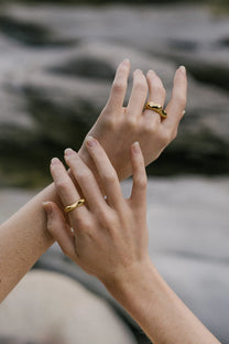 Baiushki / bague FLUID, argent plaqué or