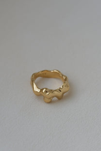 Baiushki / bague BASALT - argent et plaqué or