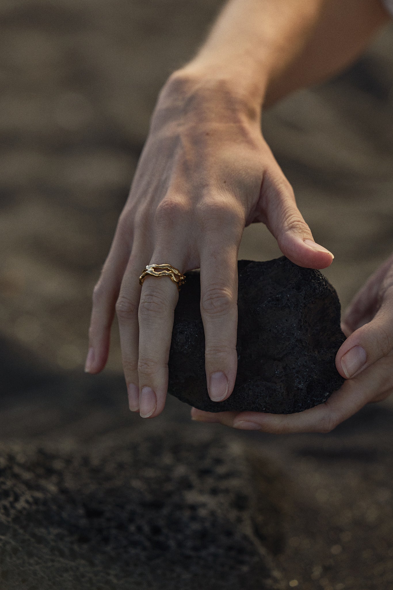 Baiushki / bague EMBER - argent et plaqué or