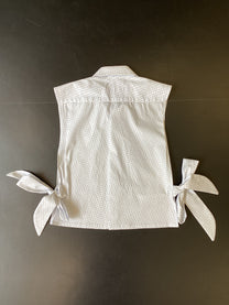 RE/Papa's shirt / Chemise crop nœuds - n°41 blanc motifs bleus