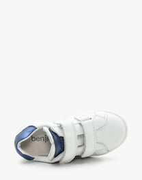 BENJIE / &quot;BLUCHE FLASH&quot; VELCRO blanc-bleu métal