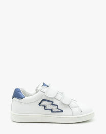 BENJIE / &quot;BLUCHE FLASH&quot; VELCRO blanc-bleu métal
