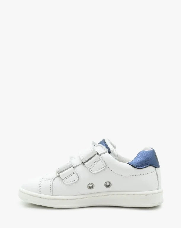 BENJIE / &quot;BLUCHE FLASH&quot; VELCRO blanc-bleu métal