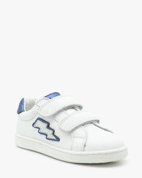 BENJIE / &quot;BLUCHE FLASH&quot; VELCRO blanc-bleu métal