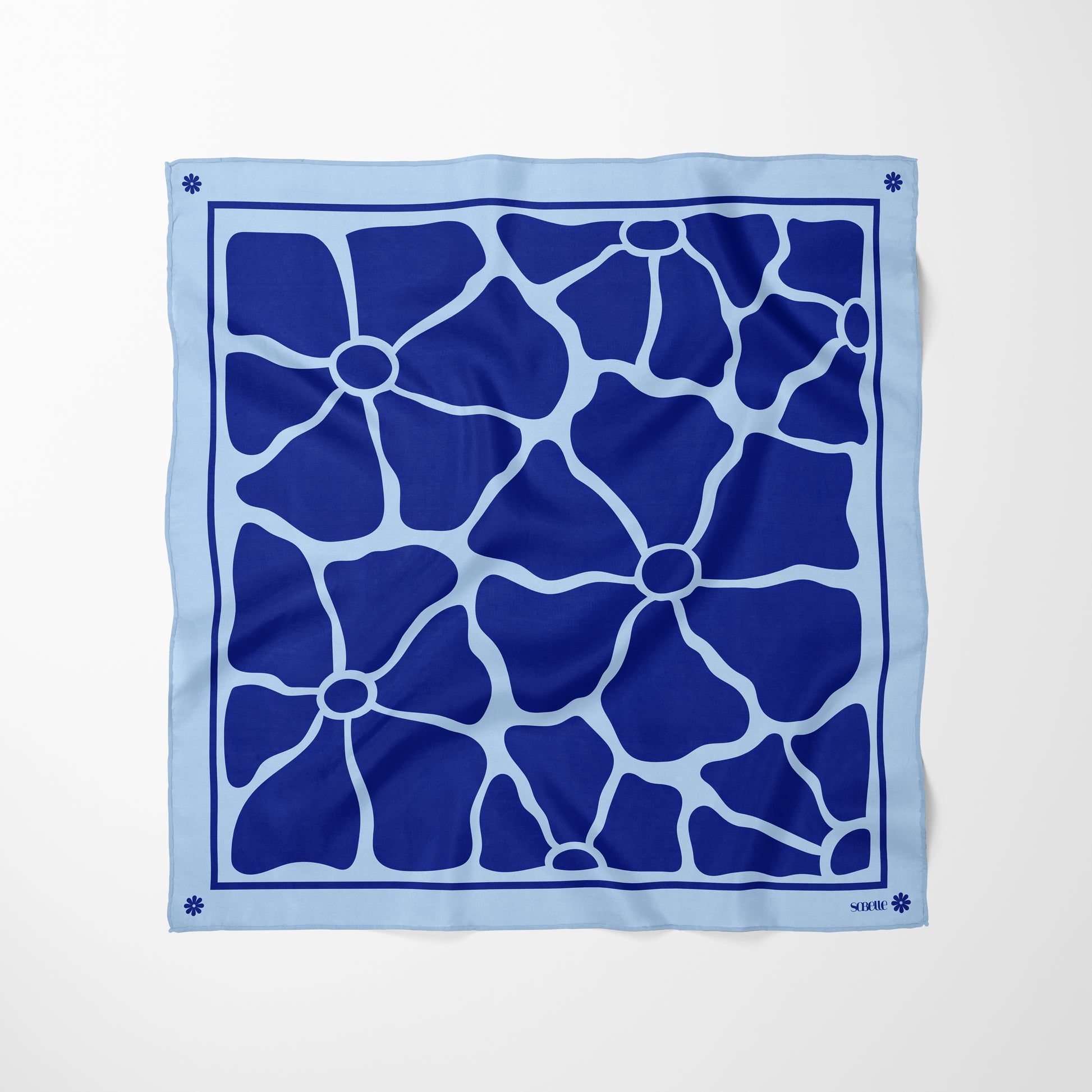 Carré de soie - Bouquet bleu