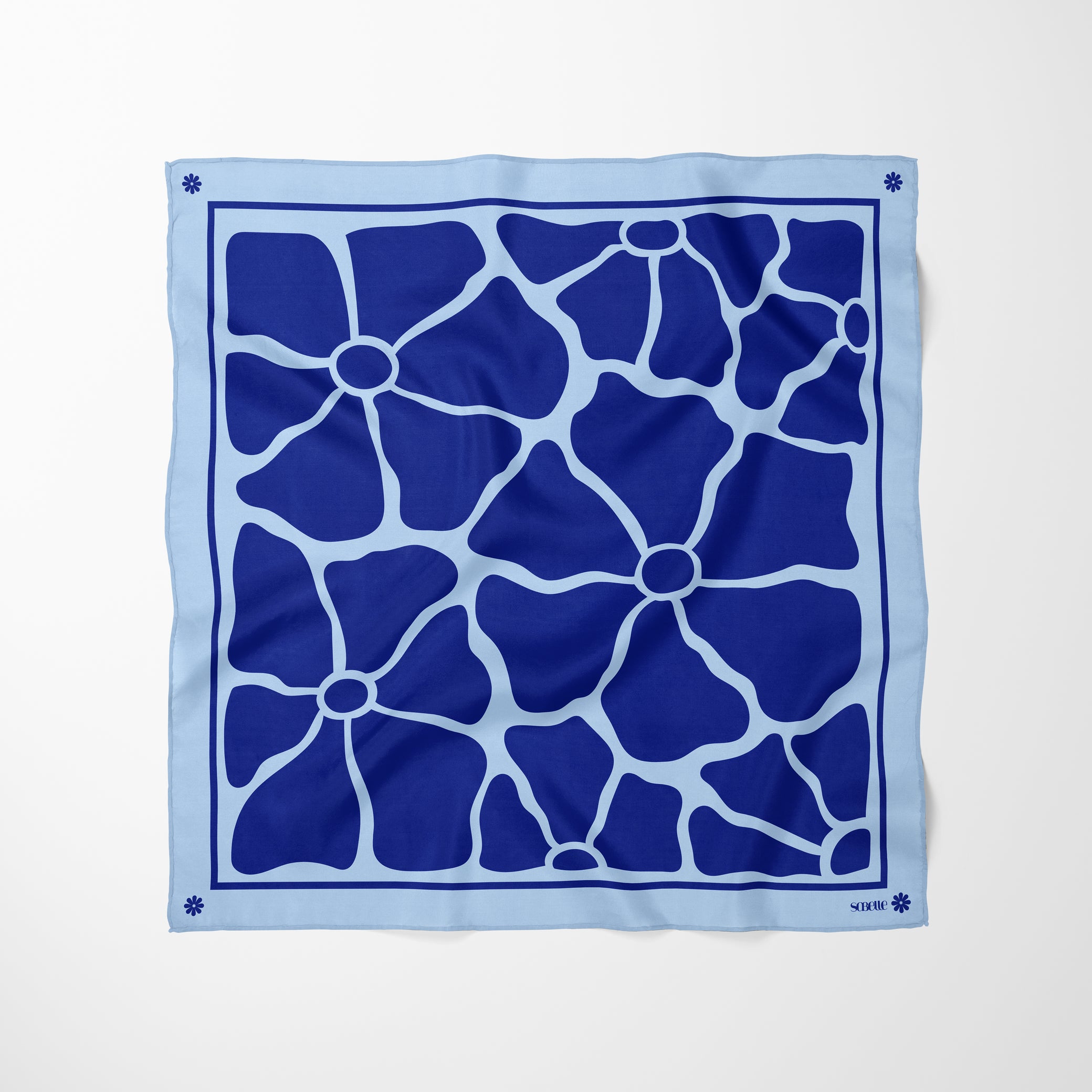 Carré de soie - Bouquet bleu