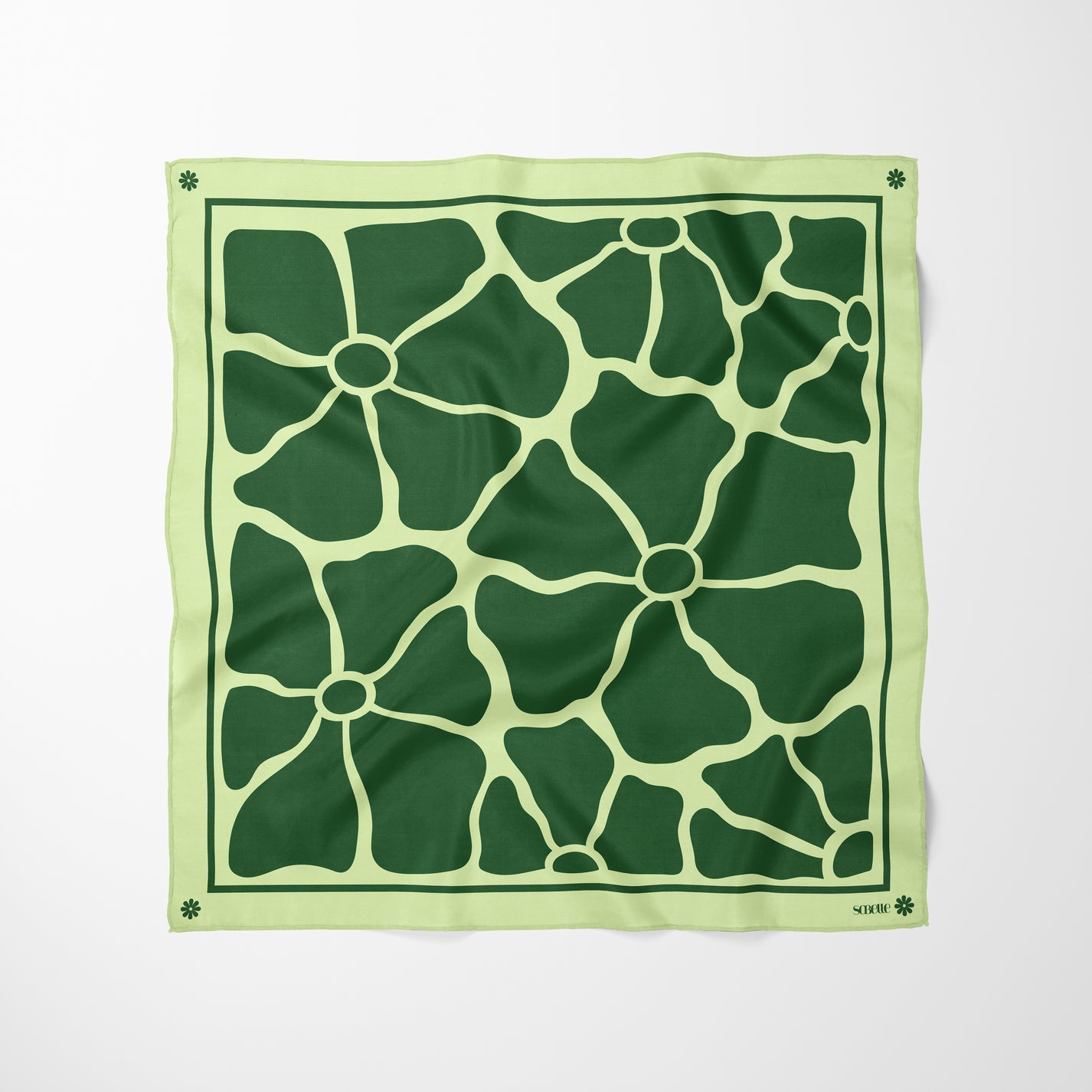 Carré de soie - Bouquet vert