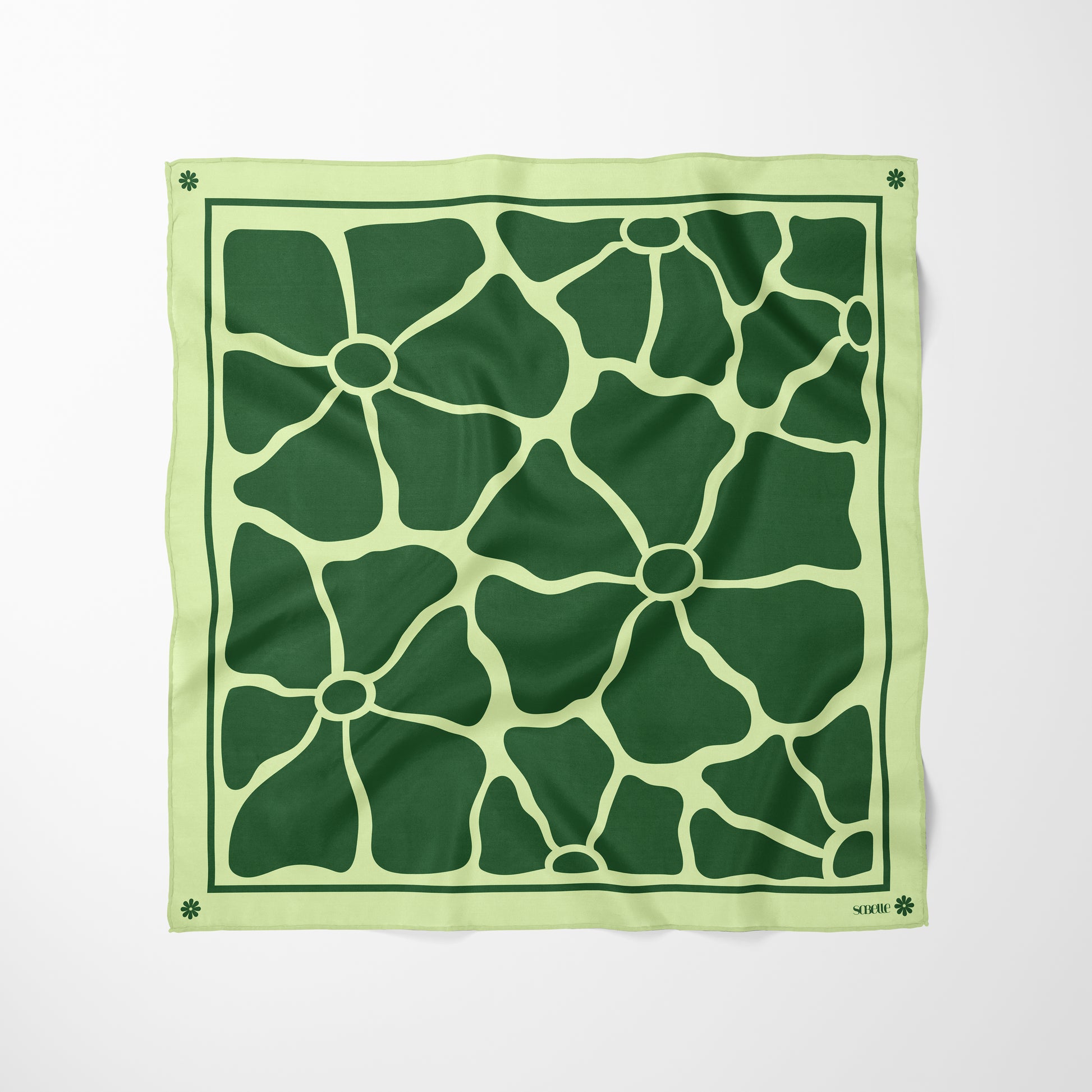 Carré de soie - Bouquet vert