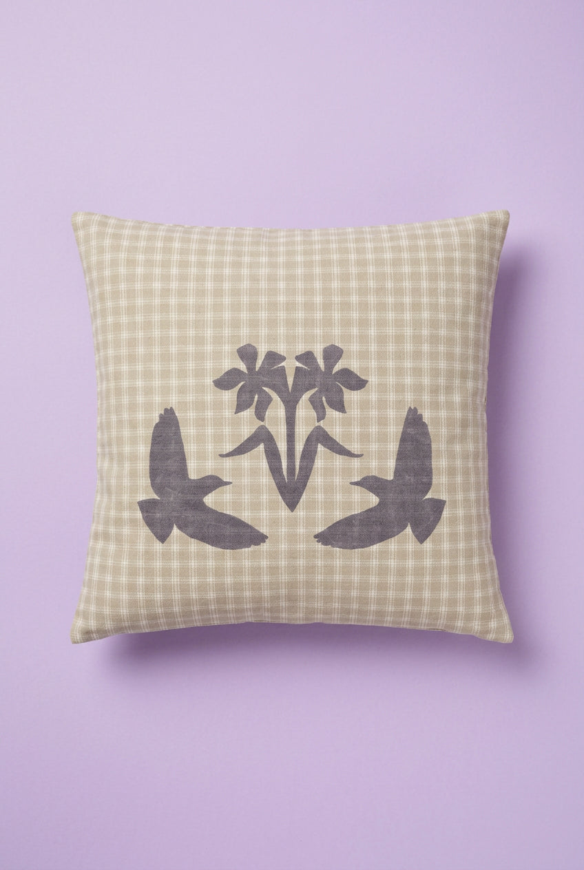 Laboratoi/RE x stéphanie bircher / petit coussin ÉTOURNEAUX ET NARCISSES - 4 + 6