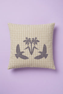 Laboratoi/RE x stéphanie bircher / petit coussin ÉTOURNEAUX ET NARCISSES - 4 + 6