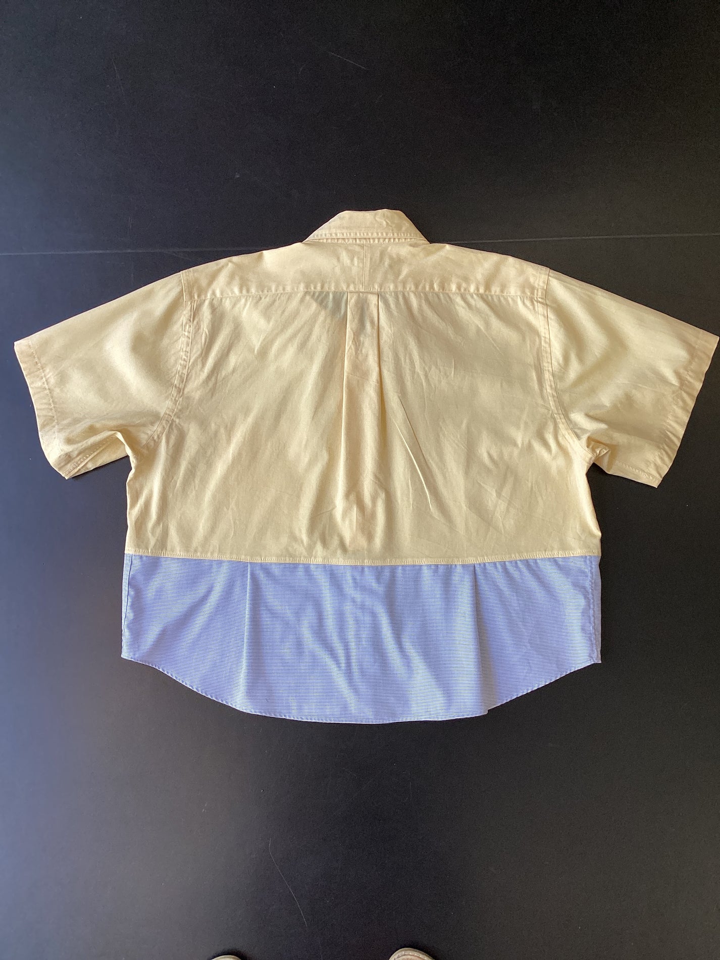 RE/Papa's shirt / Chemise manches courtes, n°53 vanille/mini carreaux ciel
