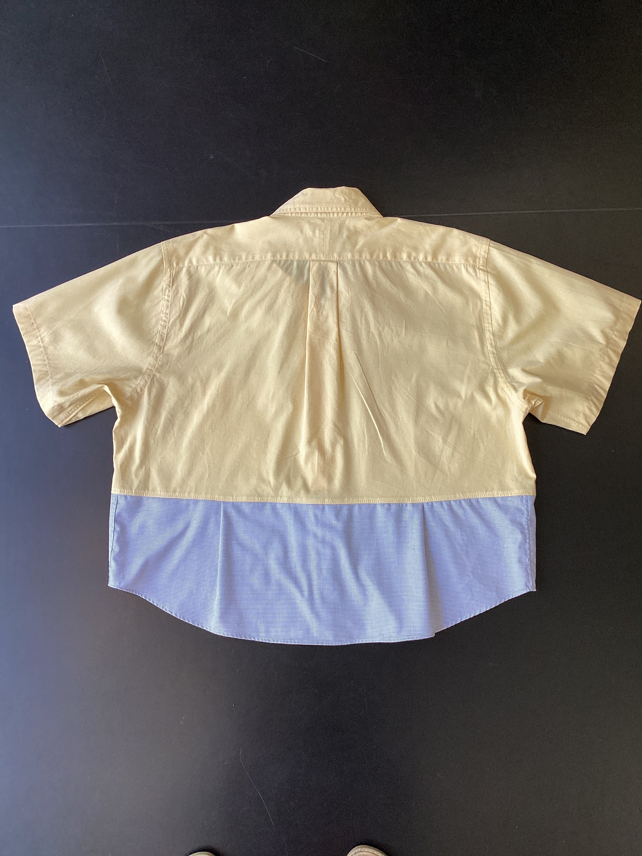 RE/Papa's shirt / Chemise manches courtes, n°53 vanille/mini carreaux ciel