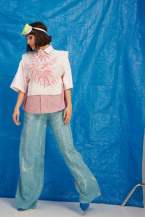 RE/Terry / Top tissu éponge à nœuds - Blanc à motifs rose