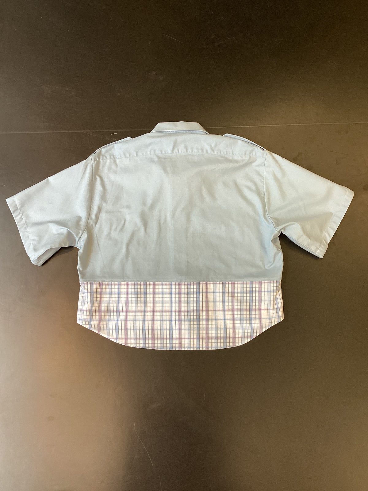 RE/Papa's shirt / Chemise manches courtes - n°6 bleu-gris/ blanc carreaux