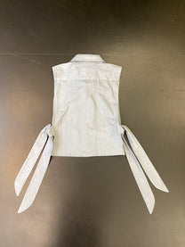 RE/Papa's shirt / Chemise crop nœuds - n°44 gris fines lignes