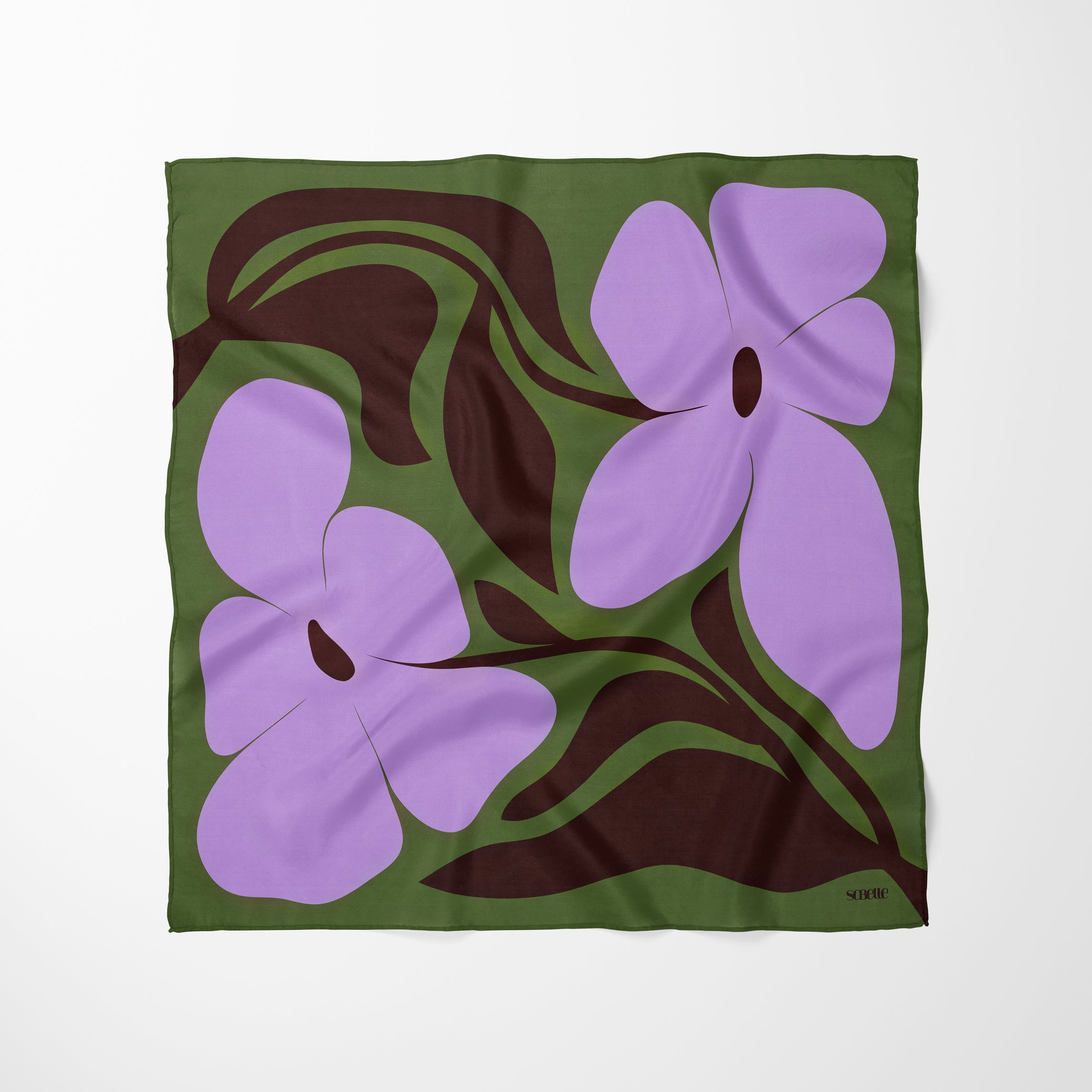 Petit carré de soie - Deux fleurs