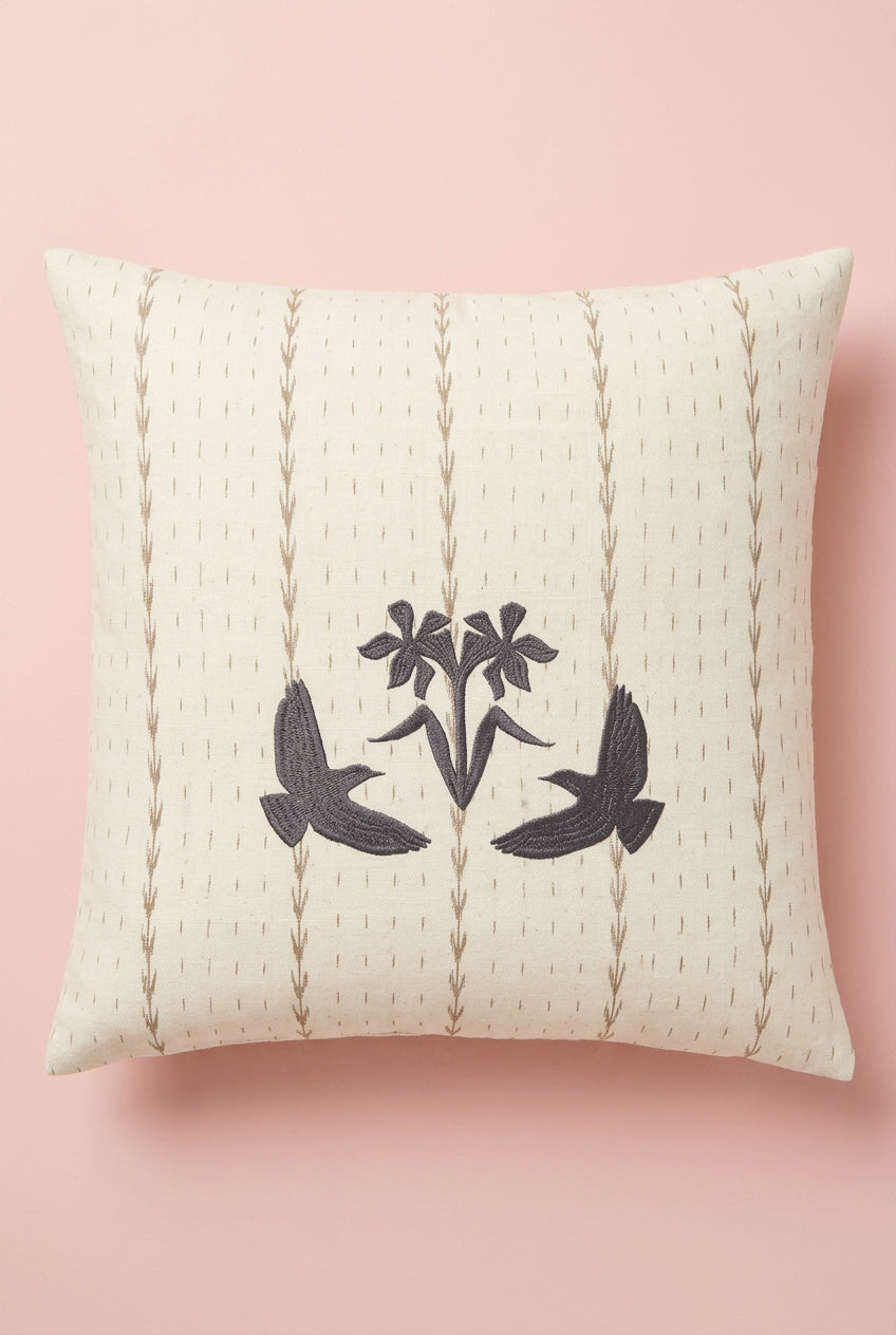 Laboratoi/RE x stéphanie bircher / grand coussin ÉTOURNEAUX ET NARCISSES - 12