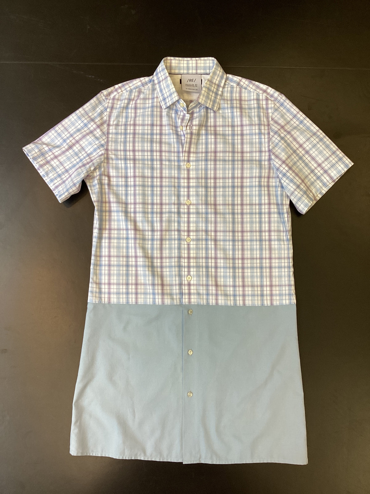 RE/Papa's shirt / Robe n°14, blanc carreaux / bleu-gris