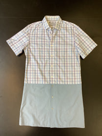 RE/Papa's shirt / Robe n°14, blanc carreaux / bleu-gris