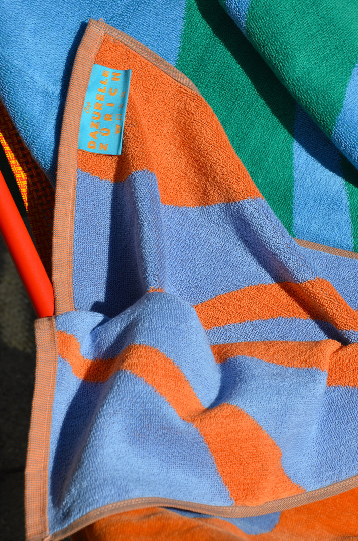 Linge de plage - orange/bleu