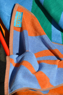 Linge de plage - orange/bleu
