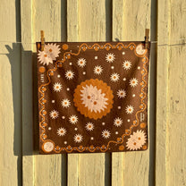 stéphanie bircher / foulard coton imprimé naturellement - brun cachou