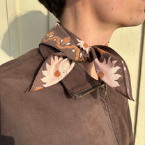 stéphanie bircher / foulard coton imprimé naturellement - brun cachou