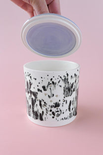 Boîte à ail, noir/blanc + lavande