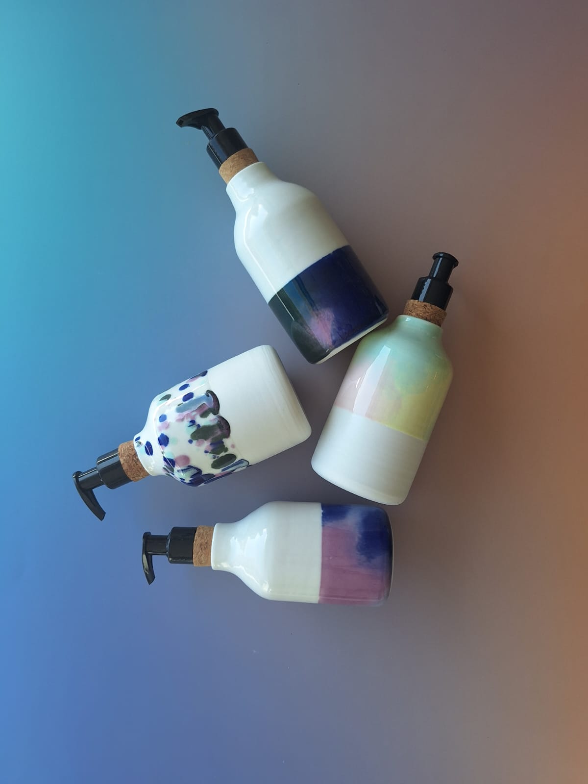 Distributeur à savon - Bleu/vert/rose