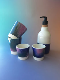 Tasse à café - Bleu/vert/rose