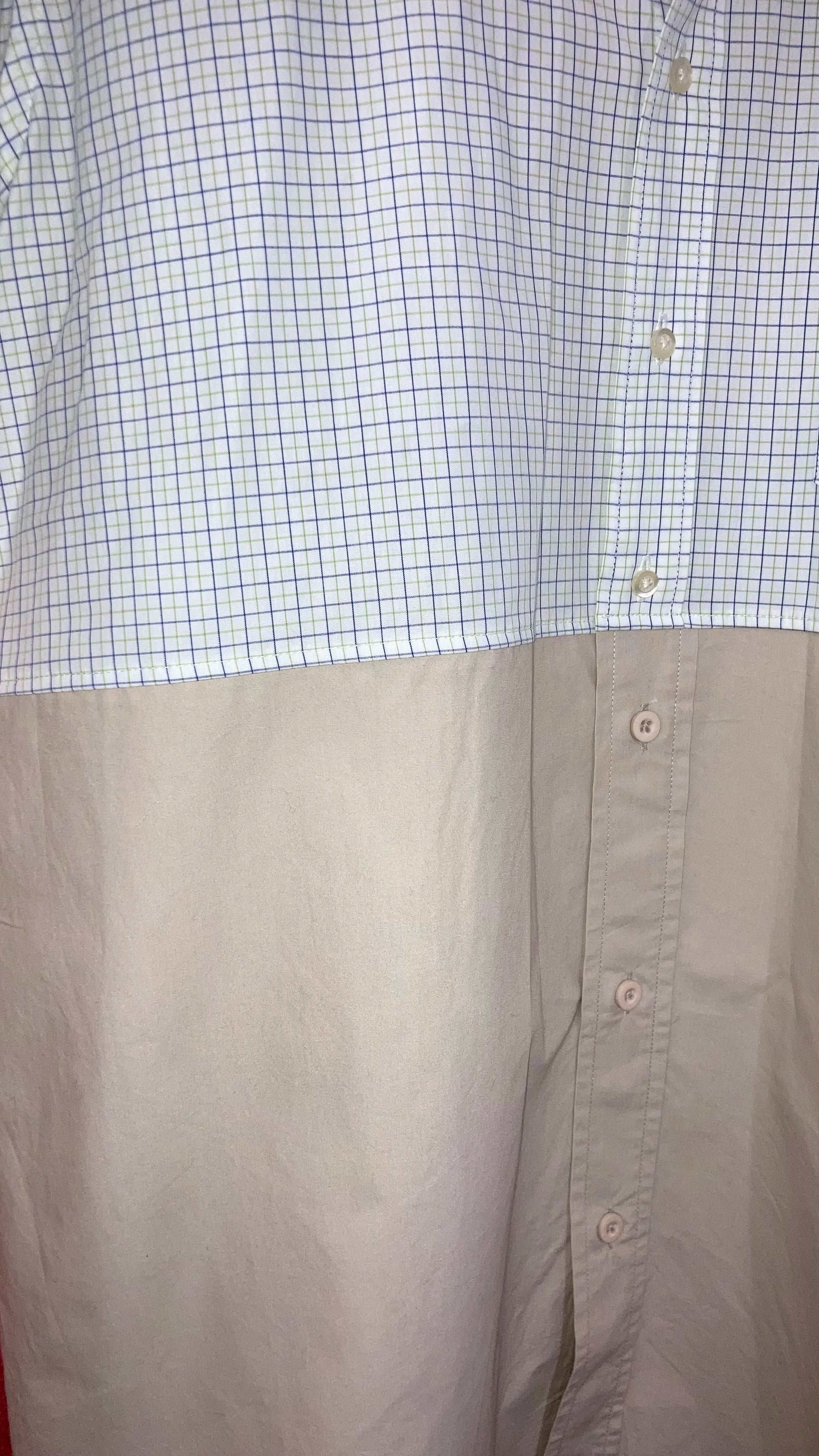 RE/Papa&#39;s shirt / Chemise manches courtes, n°1 blanc carreaux-beige
