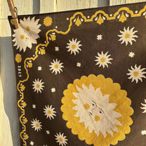 stéphanie bircher / foulard coton imprimé naturellement - rouge et jaune