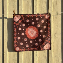 stéphanie bircher / foulard coton imprimé naturellement - rouge et jaune