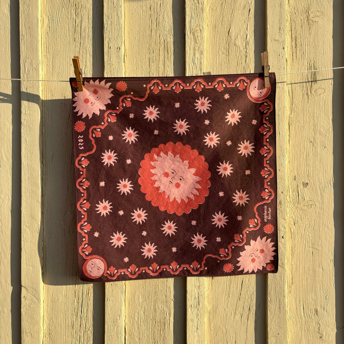 Stéphanie Bircher / Naturally Printed Cotton Scarf - Cutch Brown