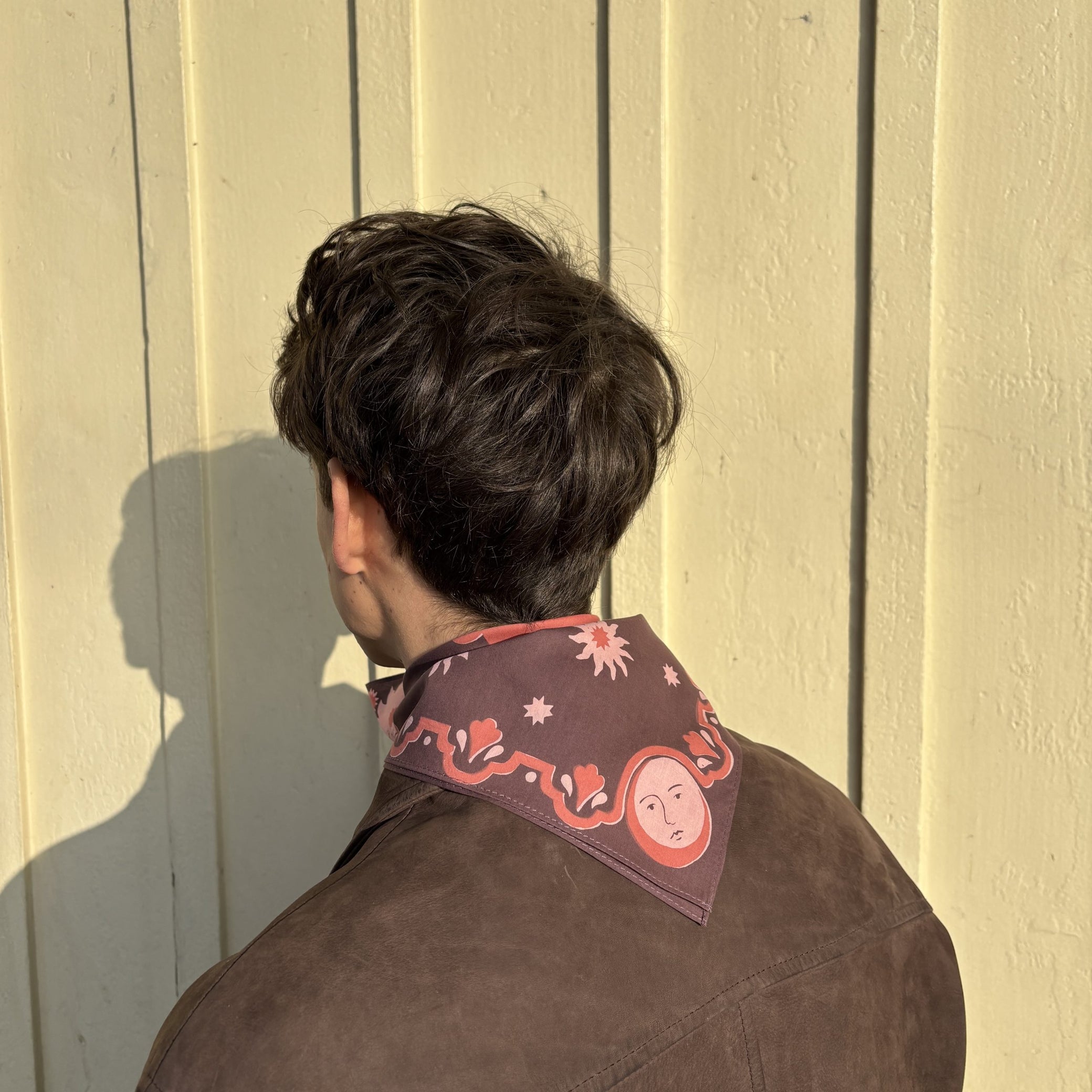 stéphanie bircher / foulard coton imprimé naturellement - rouge et jaune