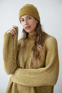 Jungle Folk /  Pull Brooke réversible - beige et moutarde