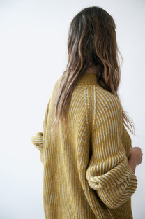 Jungle Folk /  Pull Brooke réversible - beige et moutarde