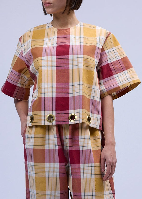 RE/Maison / Top Goutte - n°78 Carreaux rouge jaune