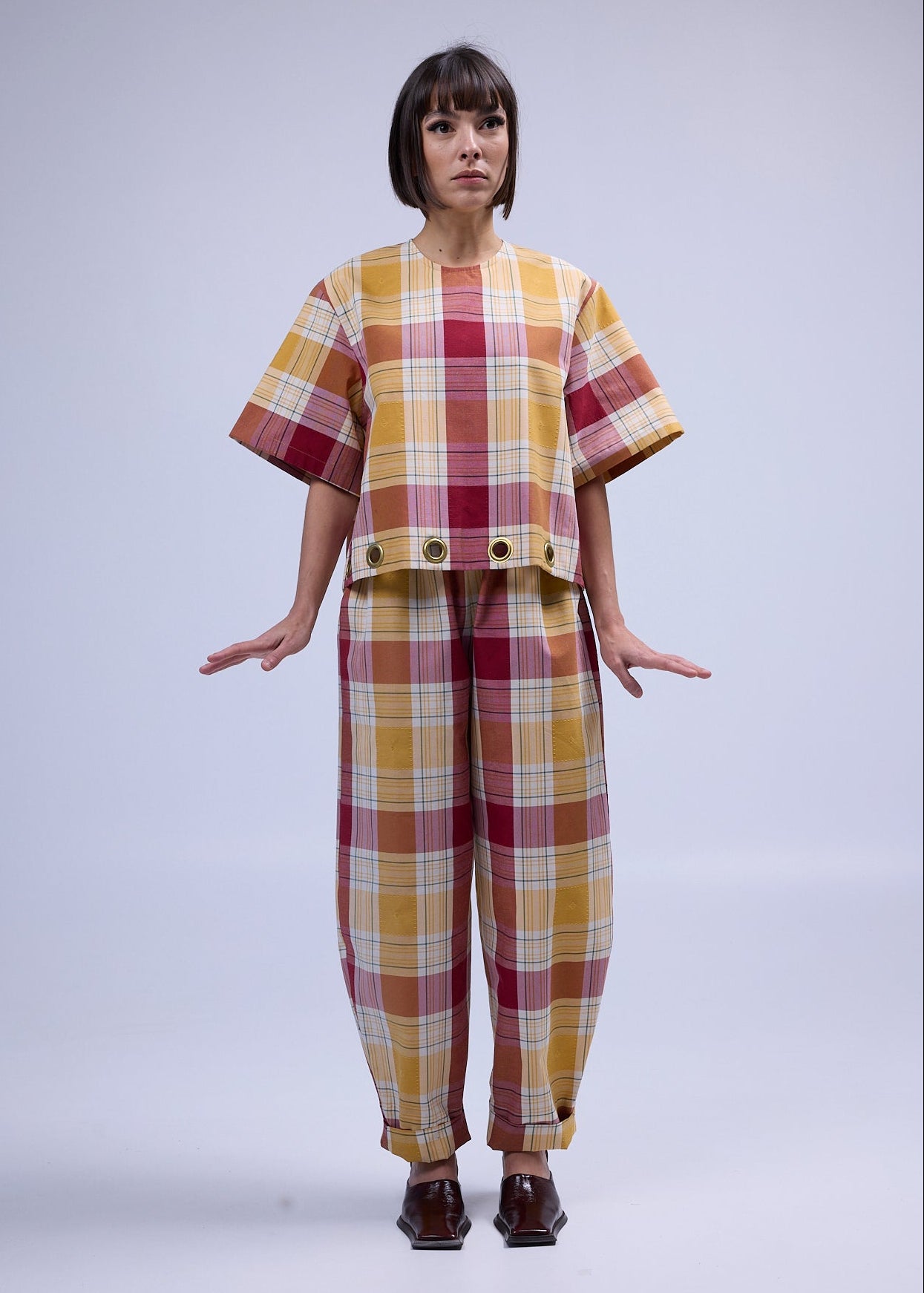 RE/Maison / Pantalon B - n°73 carreaux jaune rouge