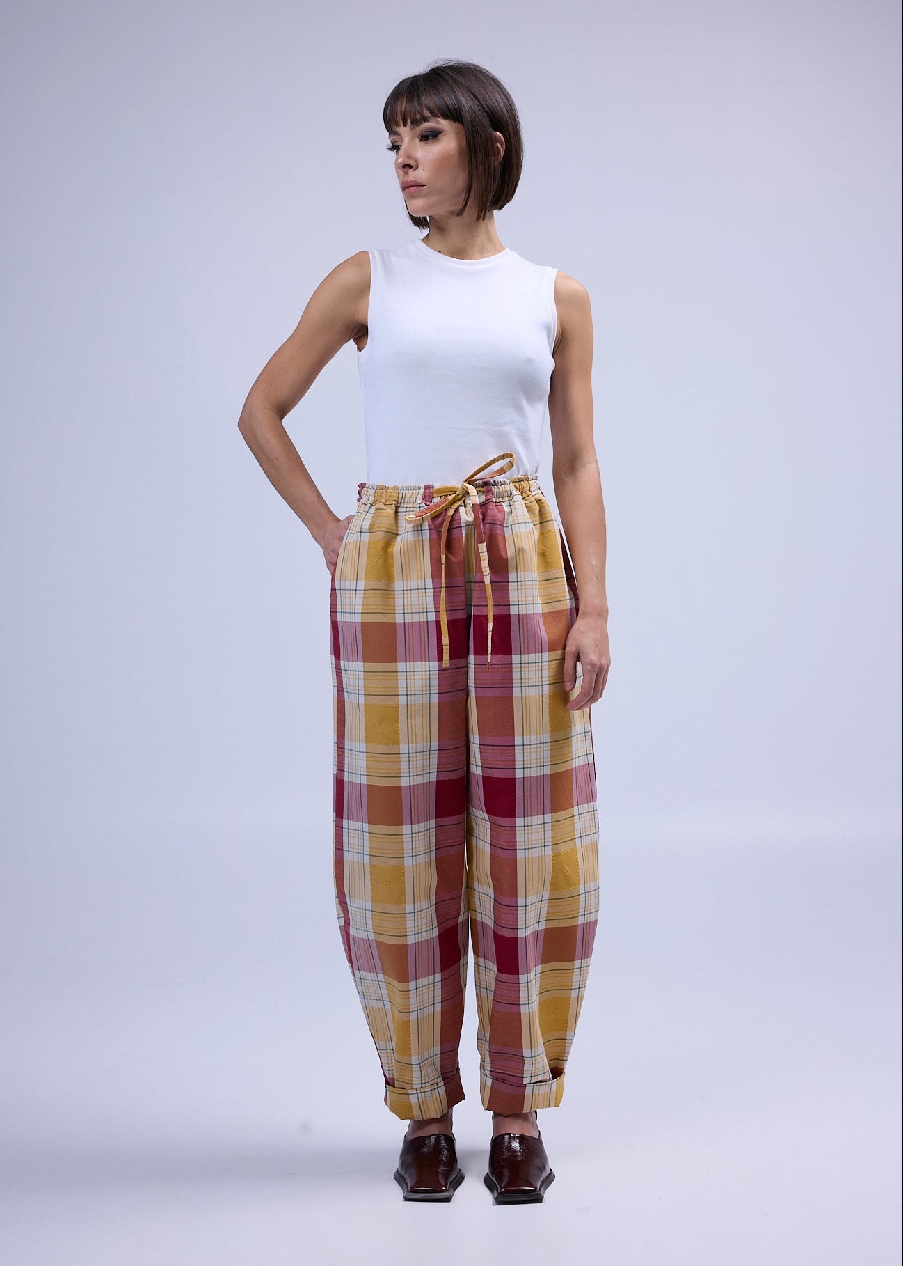 RE/Maison / Pantalon B - n°73 carreaux jaune rouge