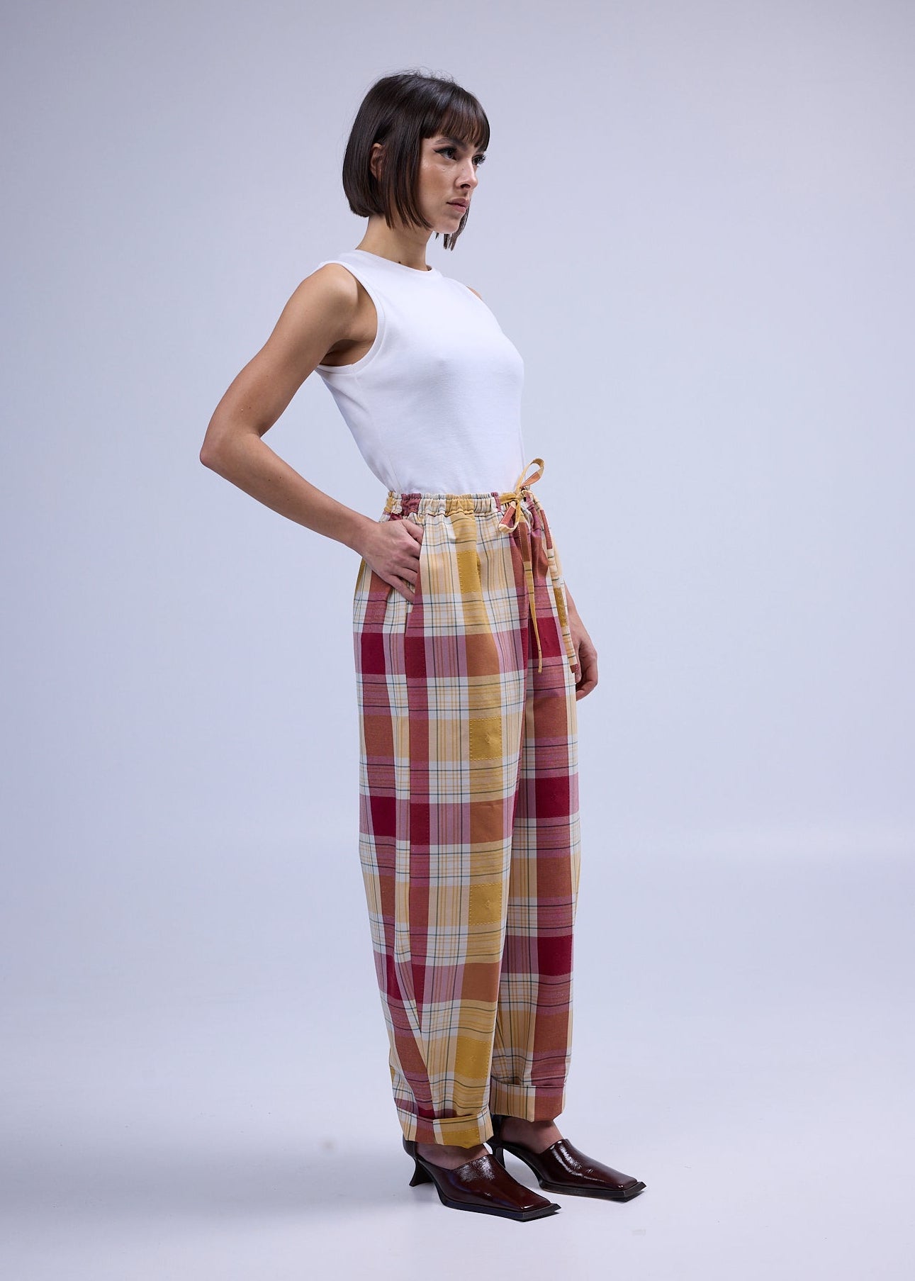 RE/Maison / Pantalon B - n°73 carreaux jaune rouge